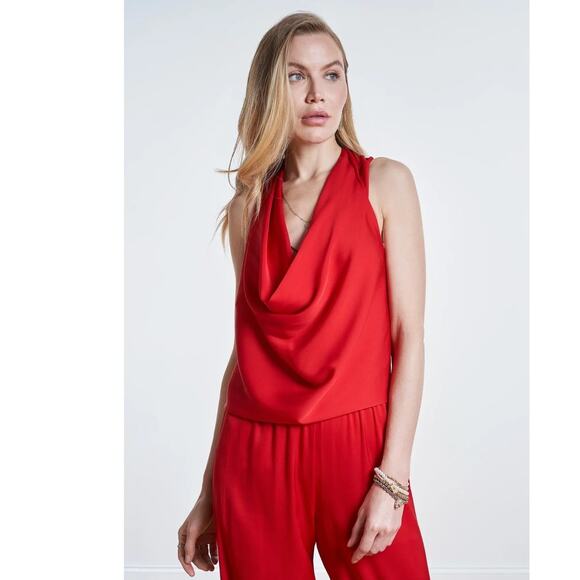 NWT FREE PEOPLE Puna Pondy Pants & Top Set by Nouvelle Silk95Five $620 XS Red - Picture 1 of 10